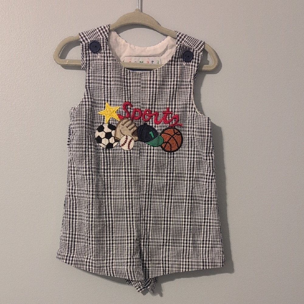 Samara Navy Seersucker Romper